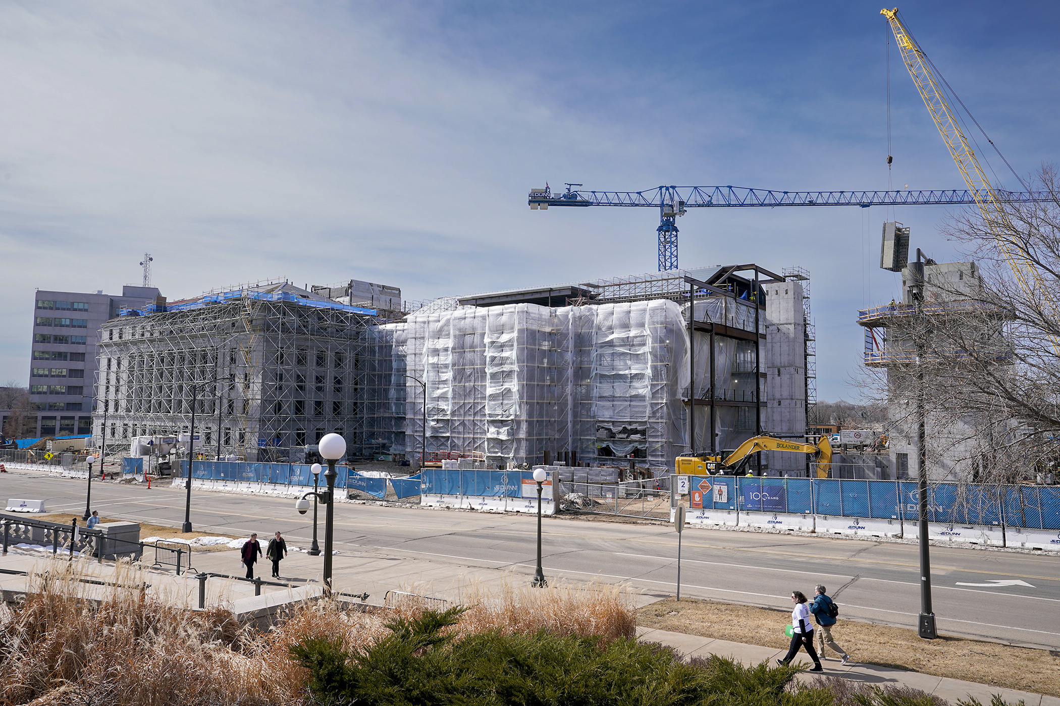 Construction work continues on the State Office Building expansion and renovation project March 10. (Photo by Michele Jokinen)